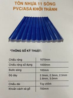 Tôn Nhựa 4 Lớp PVC/ASA 11 Sóng vuông