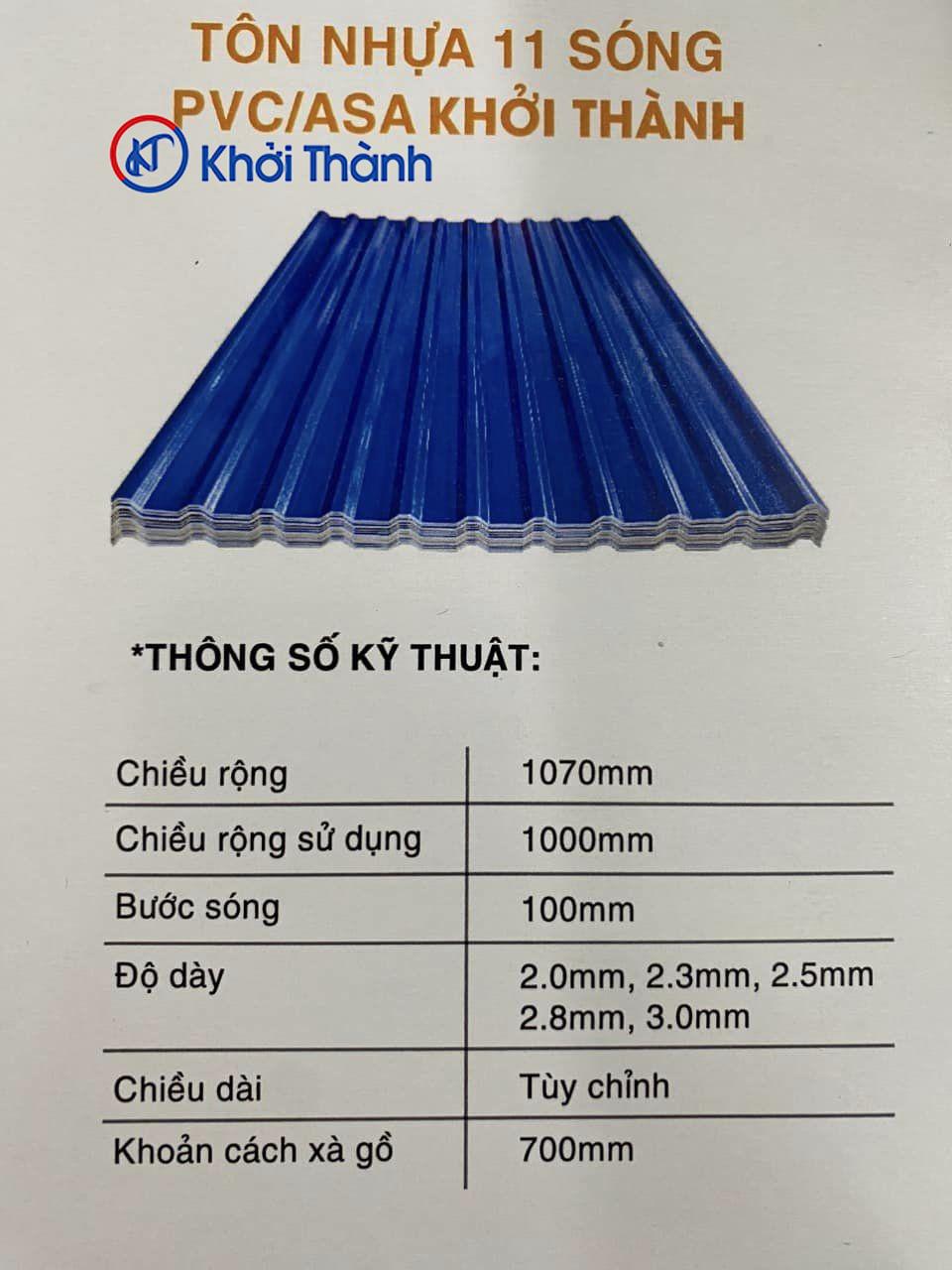 Tôn Nhựa 4 Lớp PVC/ASA 11 Sóng vuông Tôn Nhựa 4 Lớp PVC/ASA 11 Sóng vuông