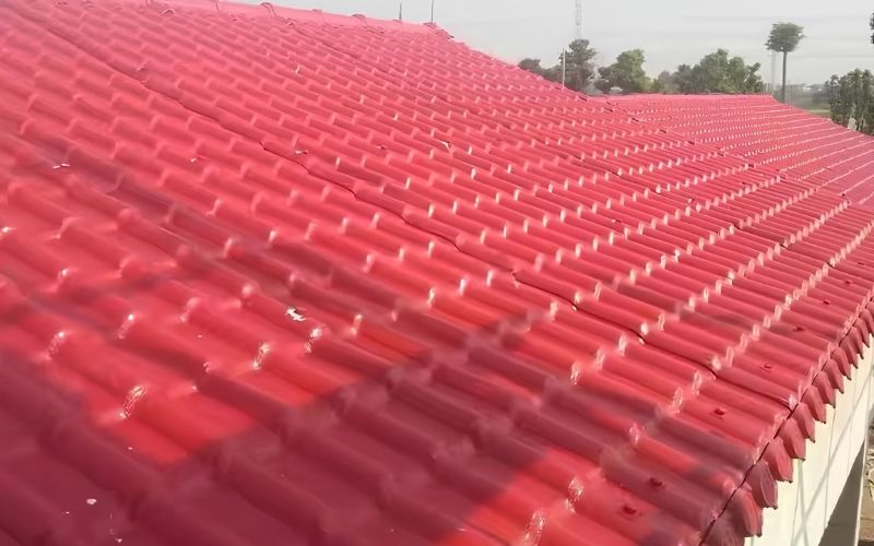 Ngói nhựa PVC/ASA màu đỏ đô - Công trình thực tế