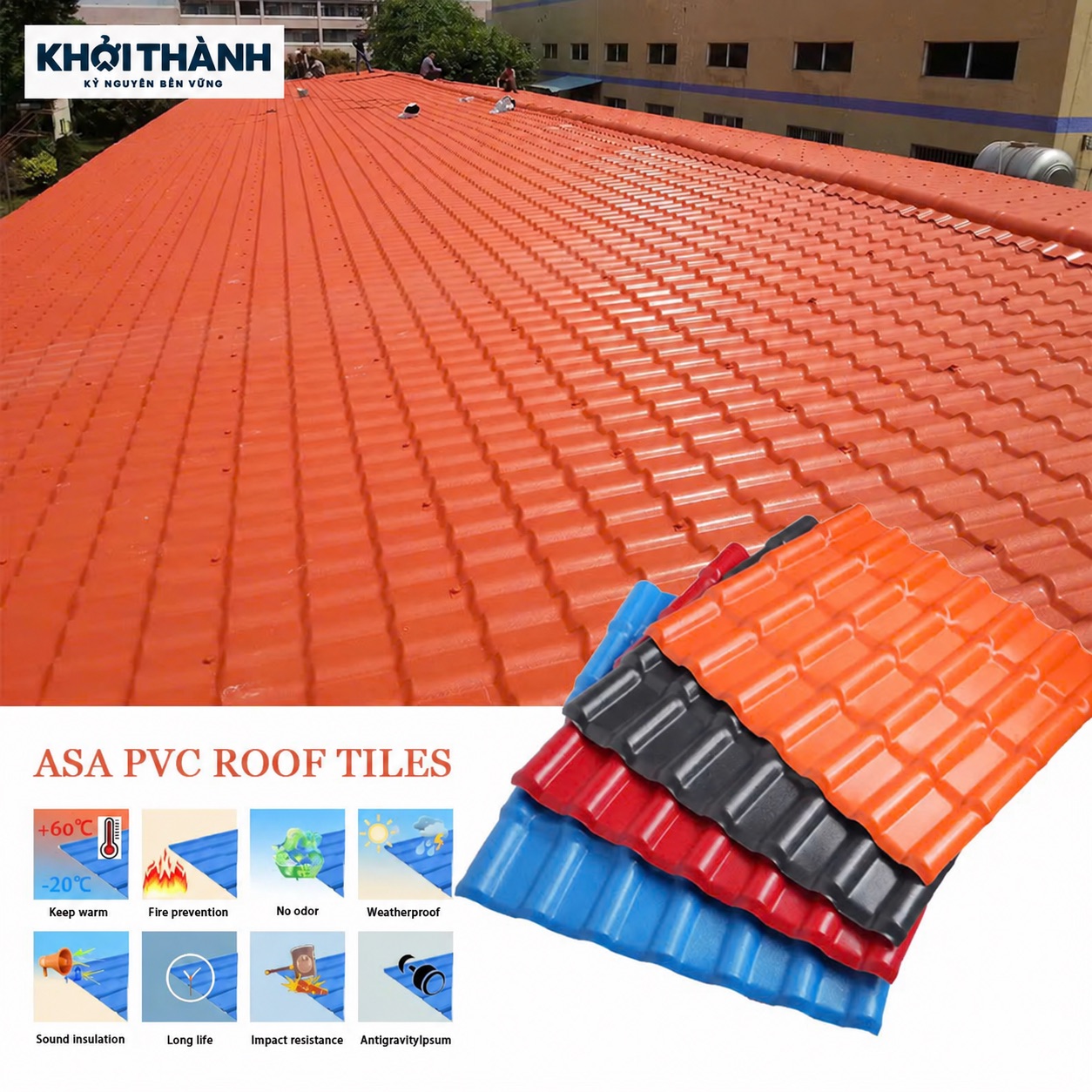 Mái ngói màu đỏ tại công trình Khởi Thành
